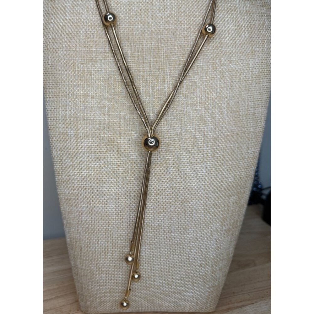 Alfani Gold-Tone Multi-Strand Ball Station‎ Lariat Necklace